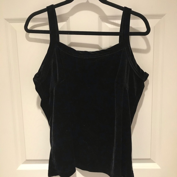 Vintage black velvet Ashley Stewart tank top size 18/20 - Picture 2 of 5
